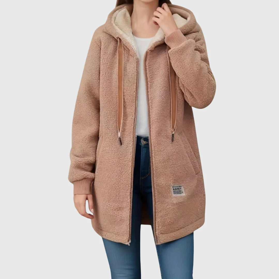 Women's longline fleece jacket with hood and pockets | L&S - 6 - London-stylehouse.com