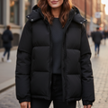 Women's quilted jacket with hood and zip | L&S - 2 - London-stylehouse.com