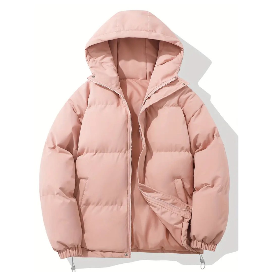 Women's quilted jacket with hood and zip | L&S - 5 - London-stylehouse.com