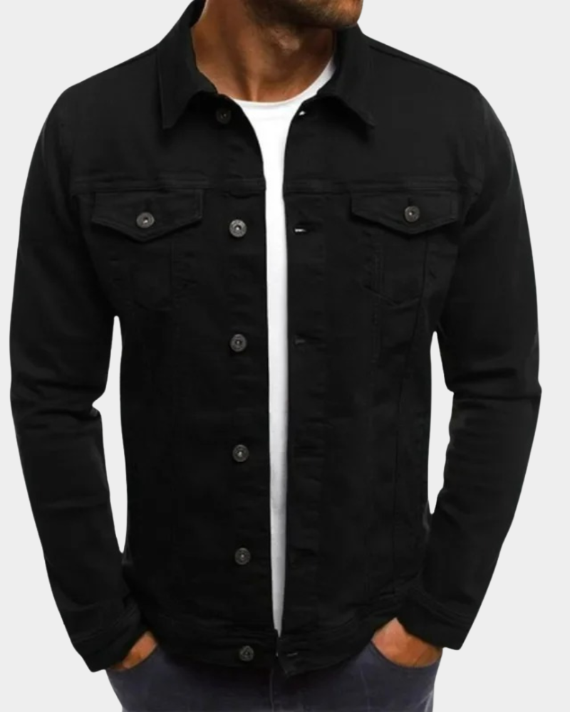 Men's denim jacket, classic fit with chest pockets | L&S - 2 - London-stylehouse.com
