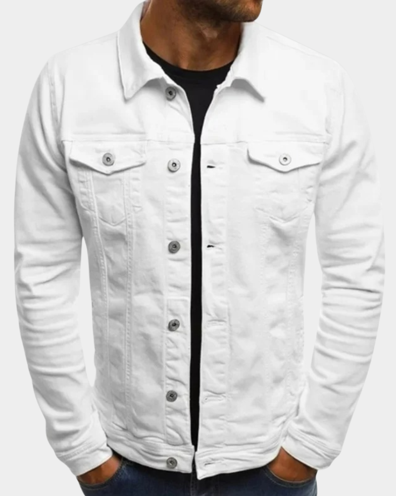 Men's denim jacket, classic fit with chest pockets | L&S - 5 - London-stylehouse.com