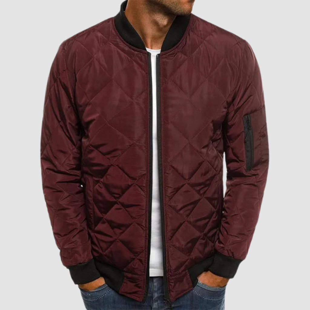 Bomber Jacket Men’s Quilted with Relaxed Fit | L&S - 2 - London-stylehouse.com