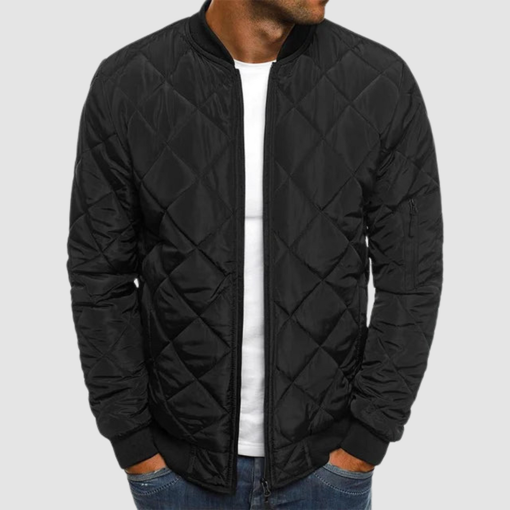 Bomber Jacket Men’s Quilted with Relaxed Fit | L&S - 3 - London-stylehouse.com