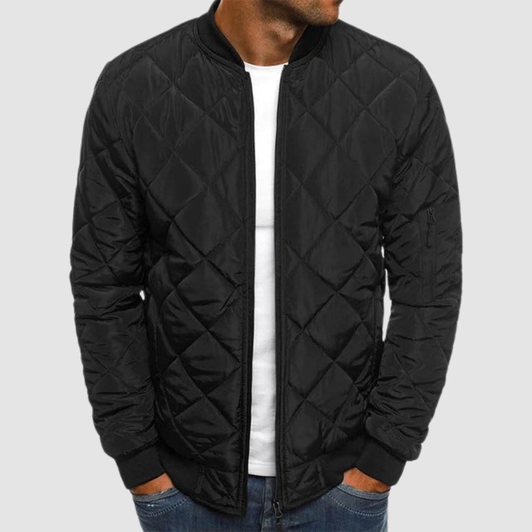 Bomber Jacket Men’s Quilted with Relaxed Fit | L&S - 3 - London-stylehouse.com