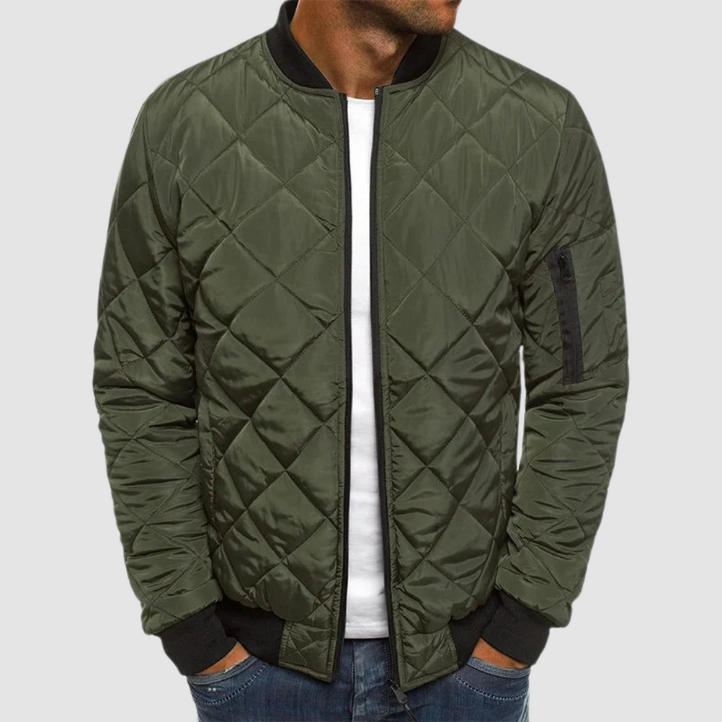 Bomber Jacket Men’s Quilted with Relaxed Fit | L&S - 4 - London-stylehouse.com
