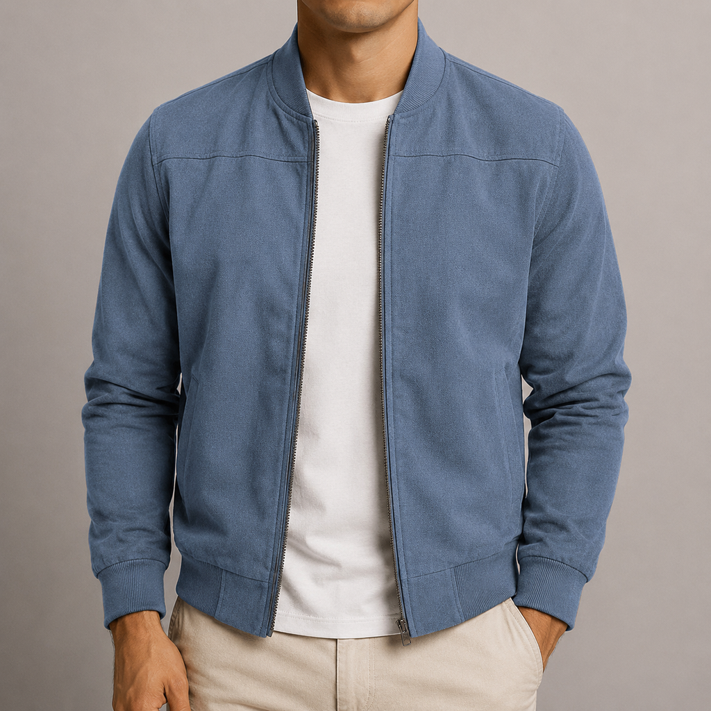 Men's Bomber Jacket with Relaxed Fit and Zip Fastening | L&S - 5 - London-stylehouse.com