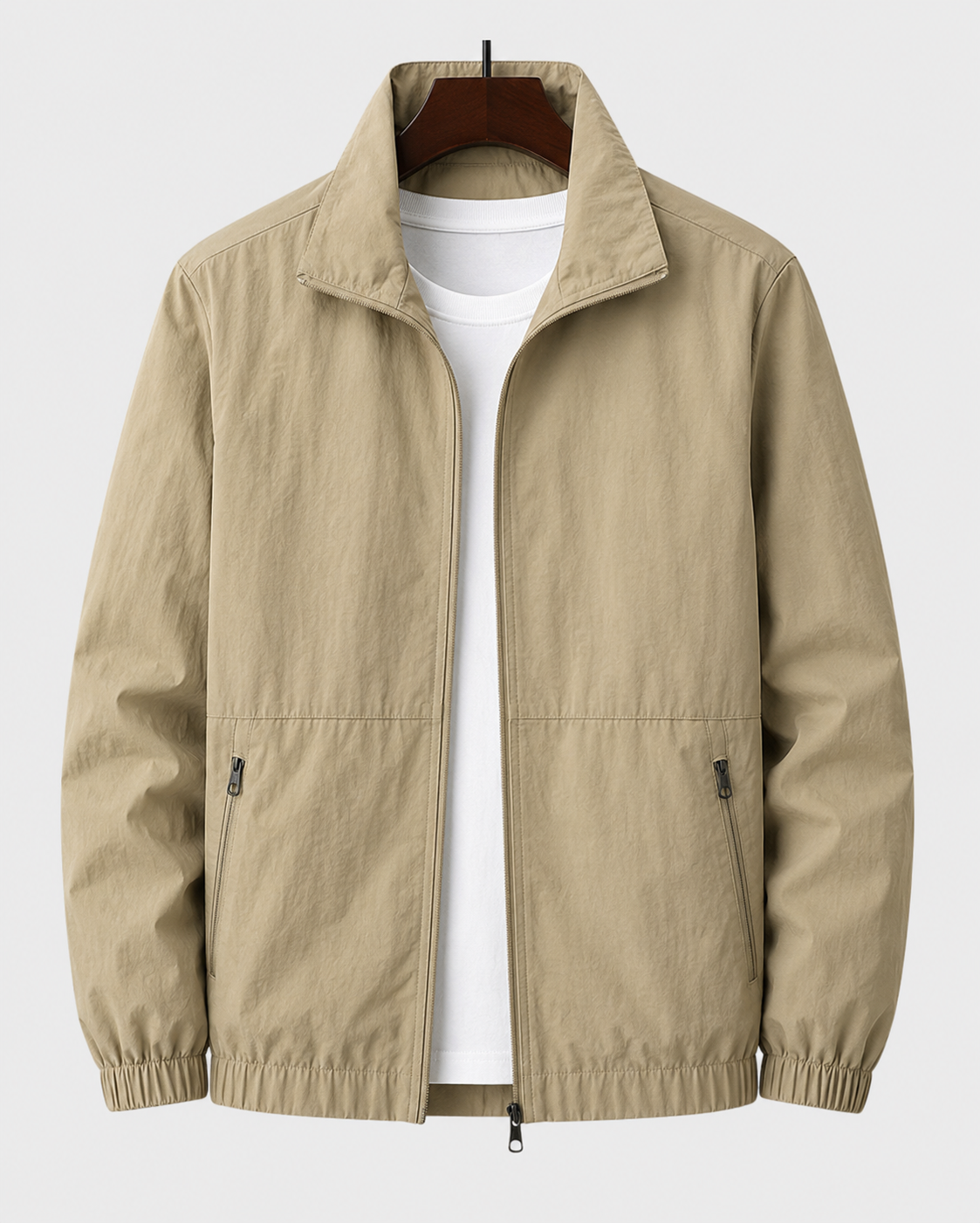 Men's Lightweight Jacket with Stand-Up Collar & Zipped Pockets | L&S - 1 - London-stylehouse.com