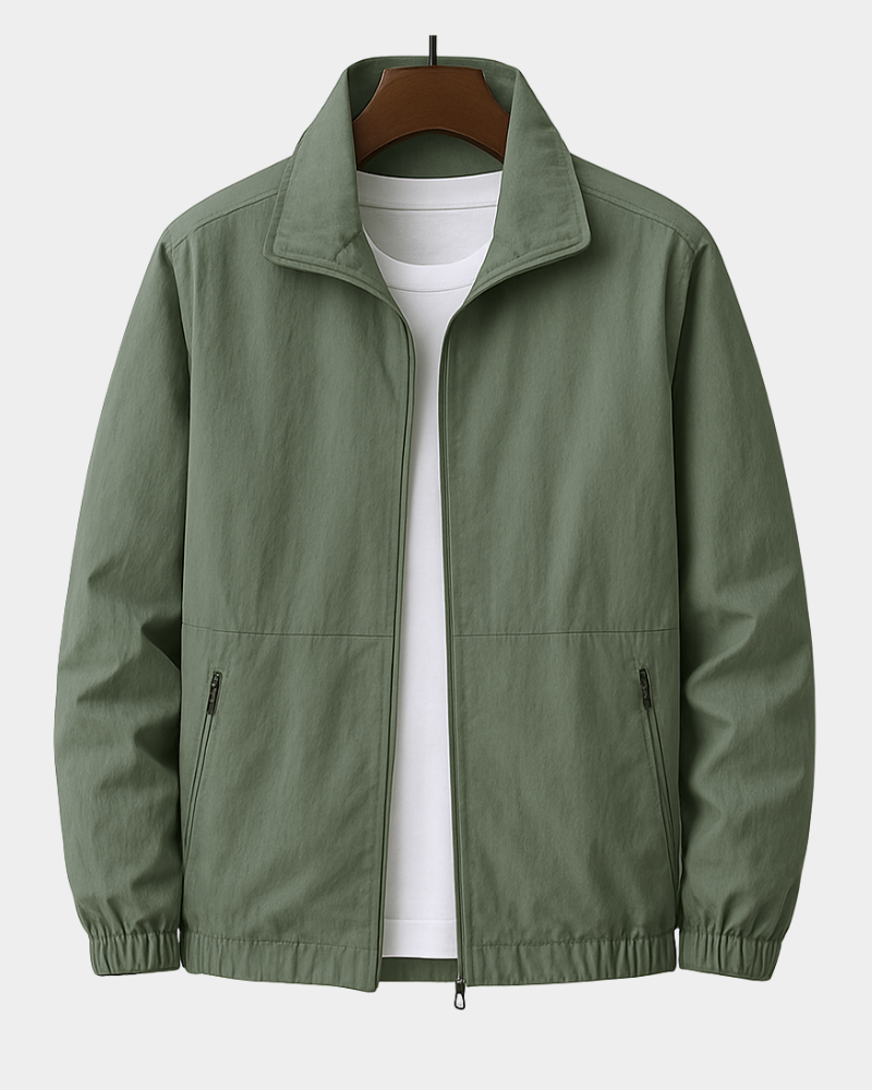 Men's Lightweight Jacket with Stand-Up Collar & Zipped Pockets | L&S - 2 - London-stylehouse.com