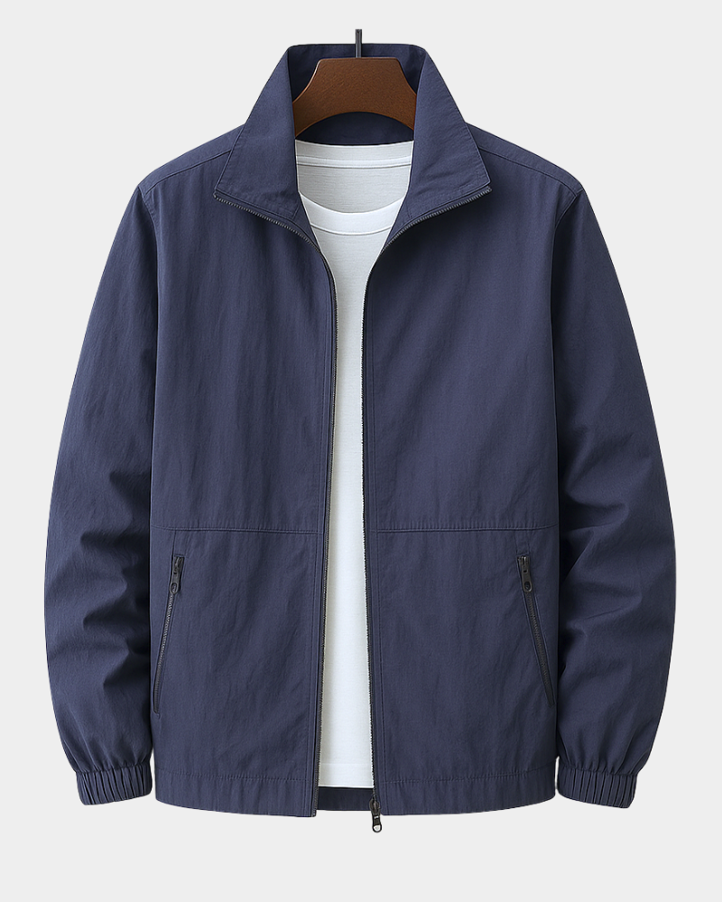 Men's Lightweight Jacket with Stand-Up Collar & Zipped Pockets | L&S - 3 - London-stylehouse.com