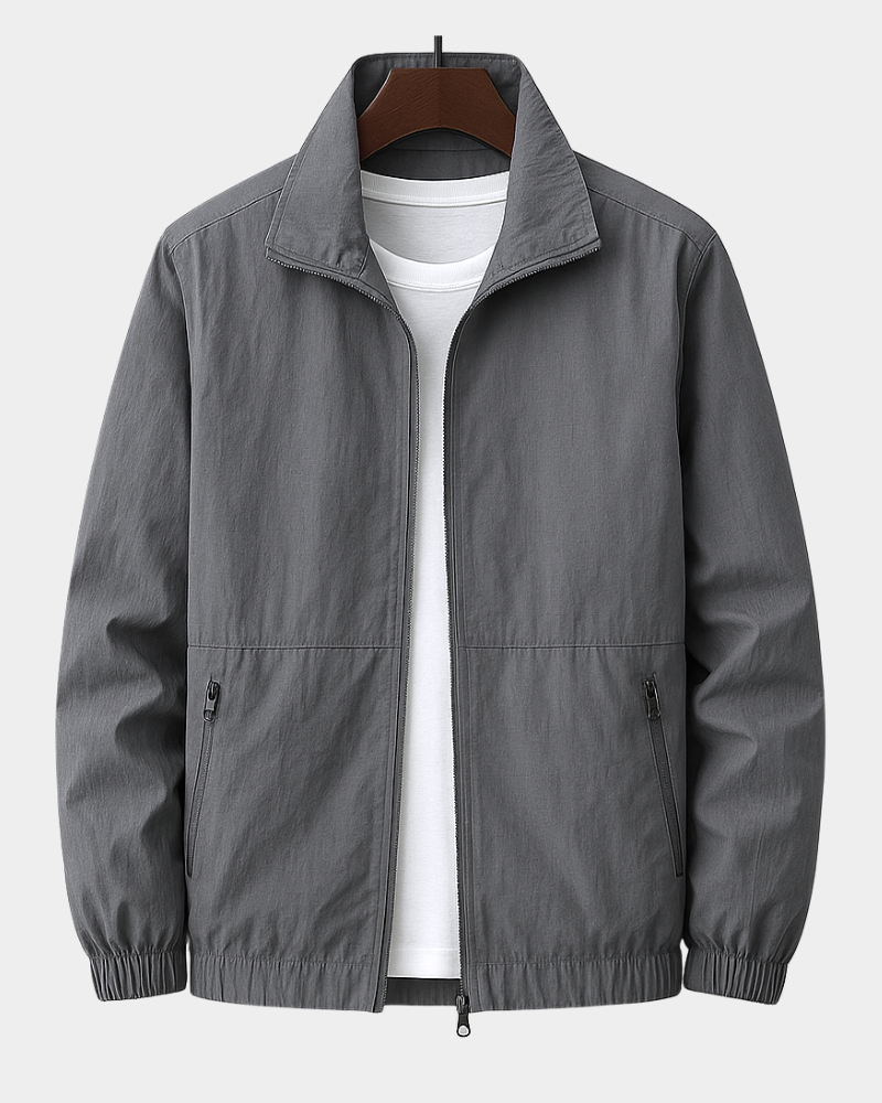 Men's Lightweight Jacket with Stand-Up Collar & Zipped Pockets | L&S - 4 - London-stylehouse.com