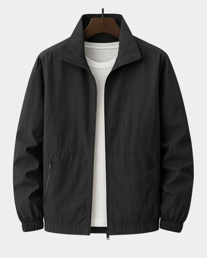 Men's Lightweight Jacket with Stand-Up Collar & Zipped Pockets | L&S - 5 - London-stylehouse.com