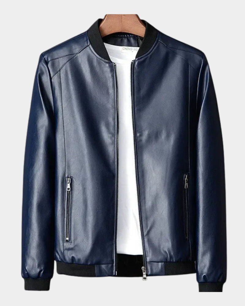 Bomber Jacket Men's Tailored Fit with Ribbed Cuffs & Zip Pockets | L&S - 2 - London-stylehouse.com