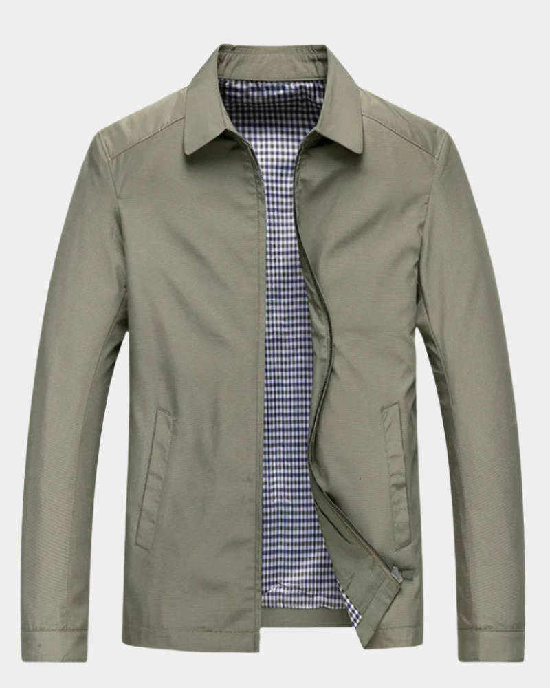 Jacket Men's Classic Fit with Zip Closure & Checked Lining | L&S - 3 - London-stylehouse.com