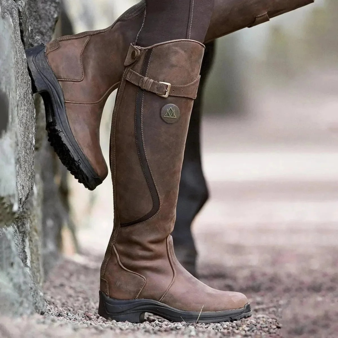 Women's high boots with rugged design + non-slip sole | L&S - 1 - London-stylehouse.com