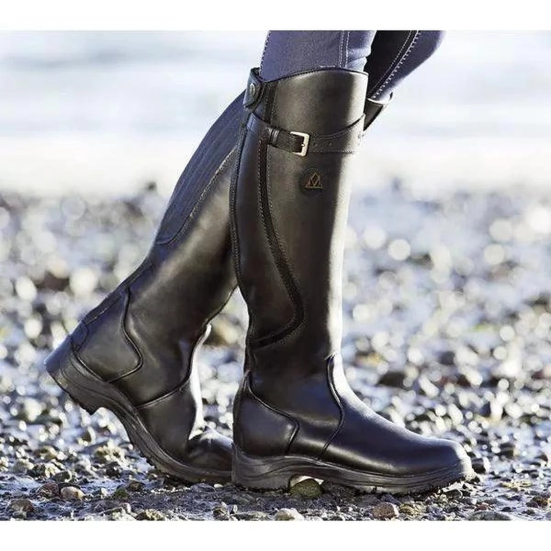 Women's high boots with rugged design + non-slip sole | L&S - 2 - London-stylehouse.com