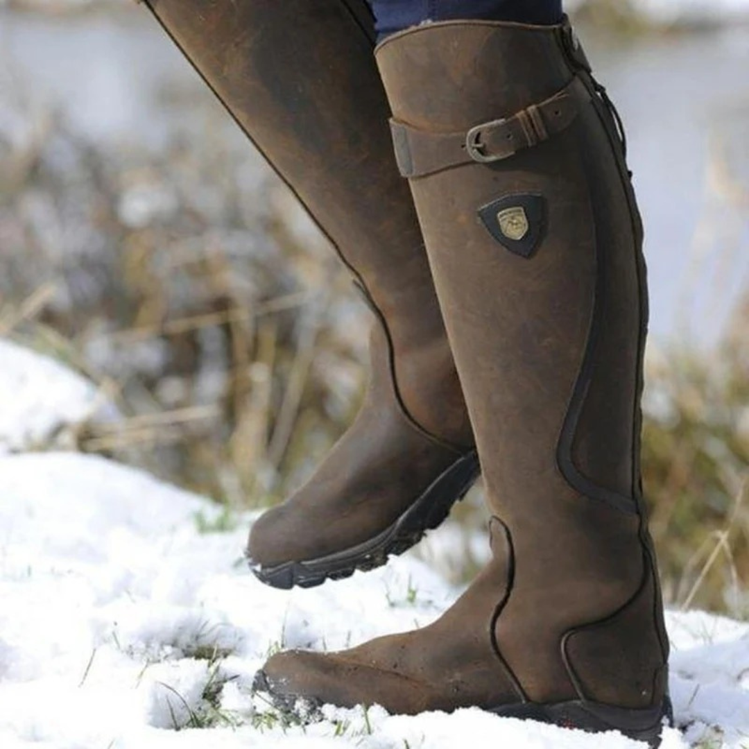 Women's high boots with rugged design + non-slip sole | L&S - 3 - London-stylehouse.com