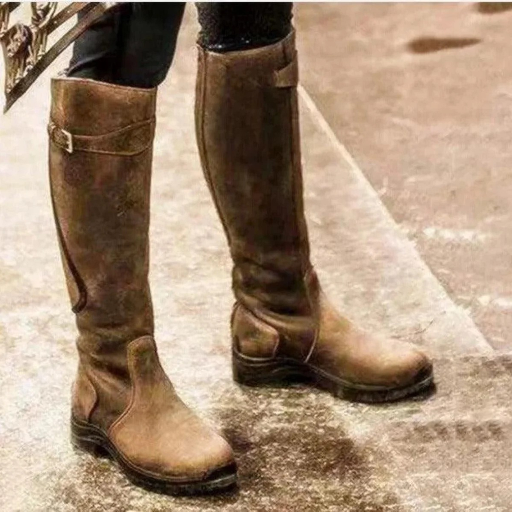 Women's high boots with rugged design + non-slip sole | L&S - 4 - London-stylehouse.com