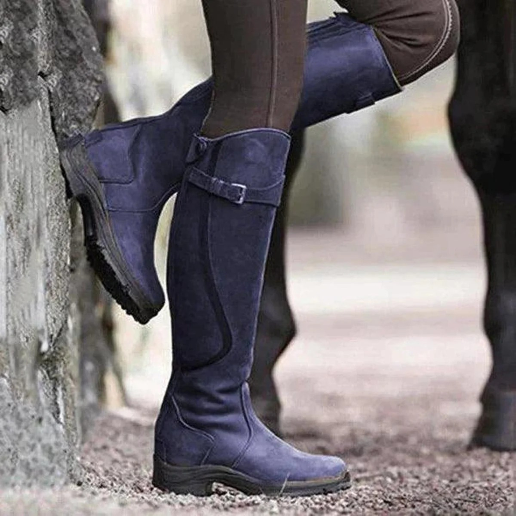 Women's high boots with rugged design + non-slip sole | L&S - 5 - London-stylehouse.com