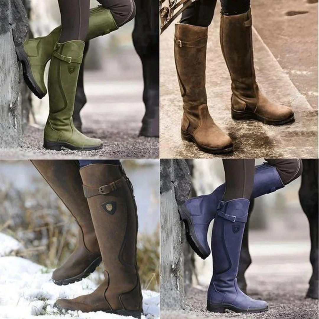 Women's high boots with rugged design + non-slip sole | L&S - 7 - London-stylehouse.com