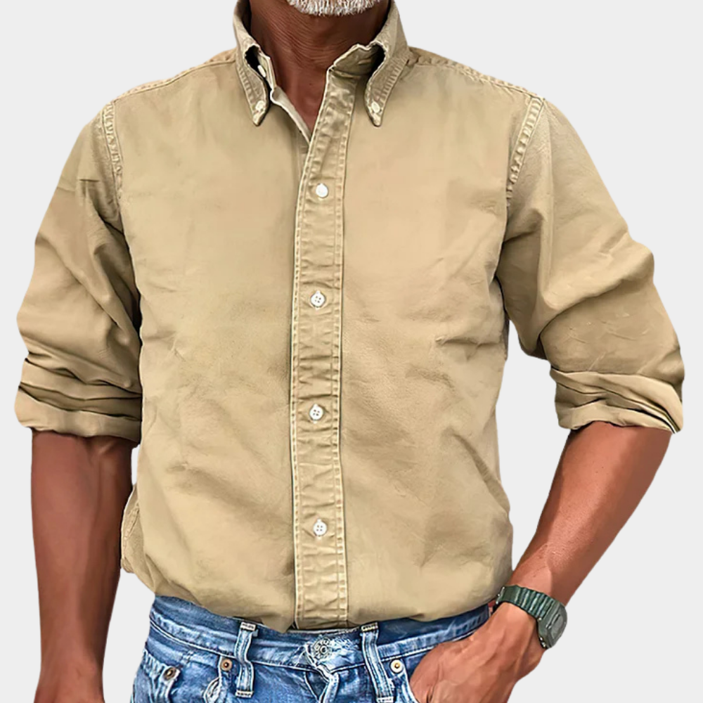 Men's Shirt – Classic Fit with Button-Down Collar | L&S - 1 - London-stylehouse.com