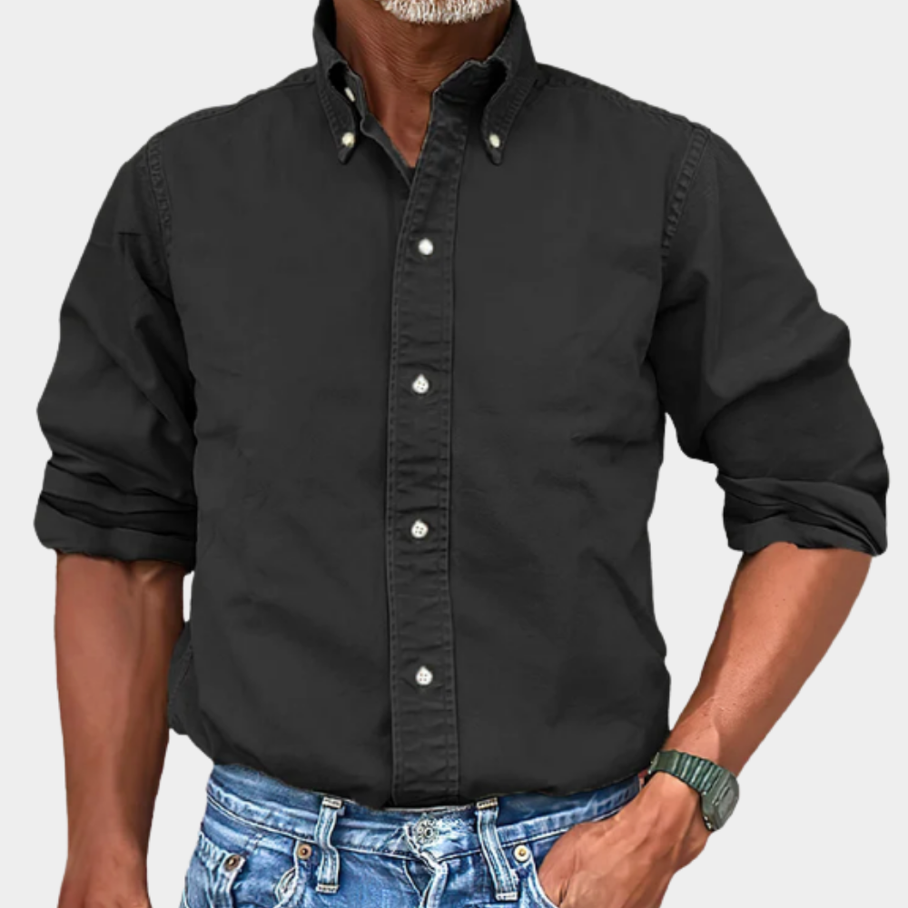 Men's Shirt – Classic Fit with Button-Down Collar | L&S - 2 - London-stylehouse.com