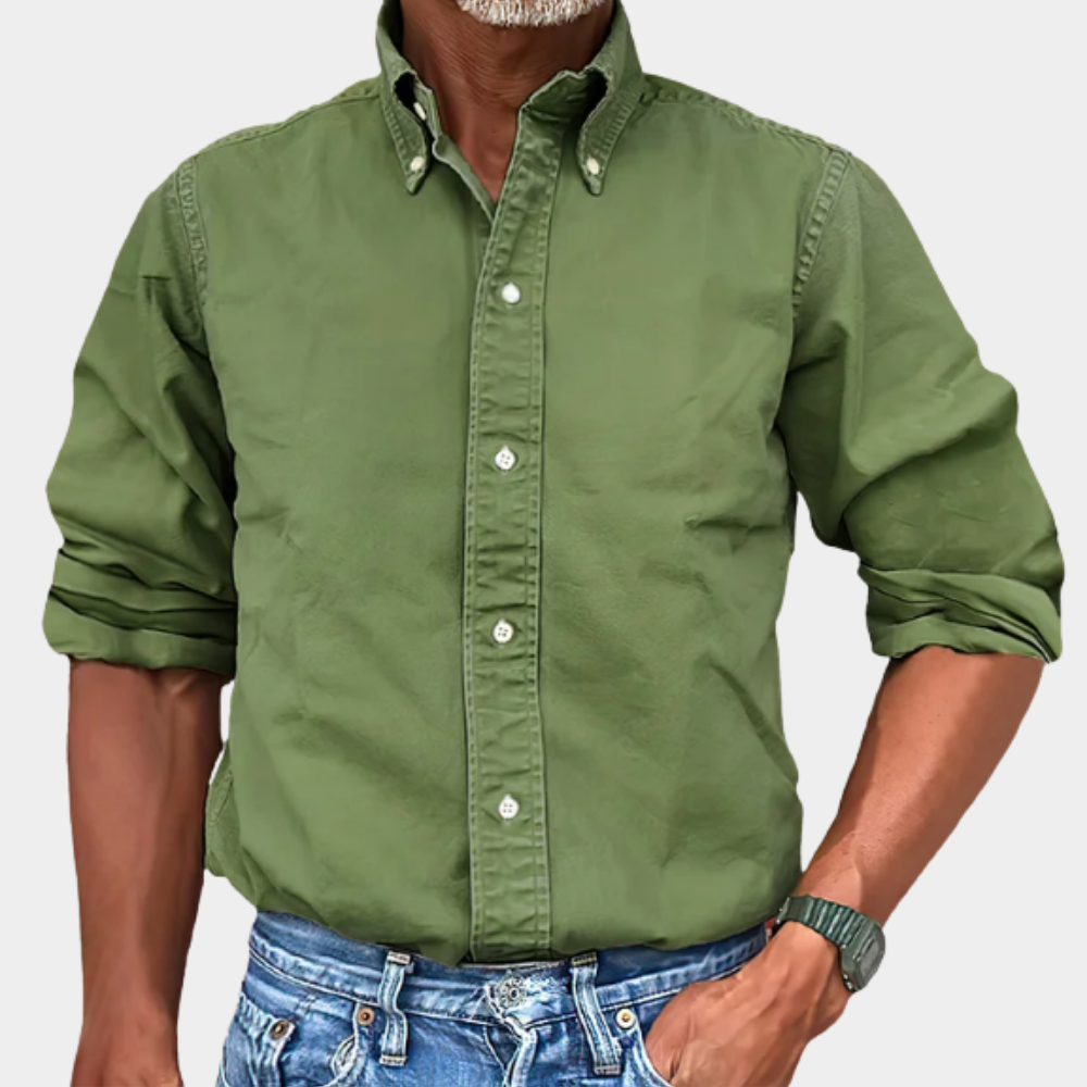 Men's Shirt – Classic Fit with Button-Down Collar | L&S - 3 - London-stylehouse.com