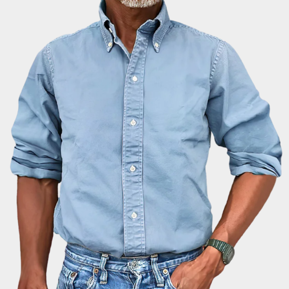 Men's Shirt – Classic Fit with Button-Down Collar | L&S - 4 - London-stylehouse.com