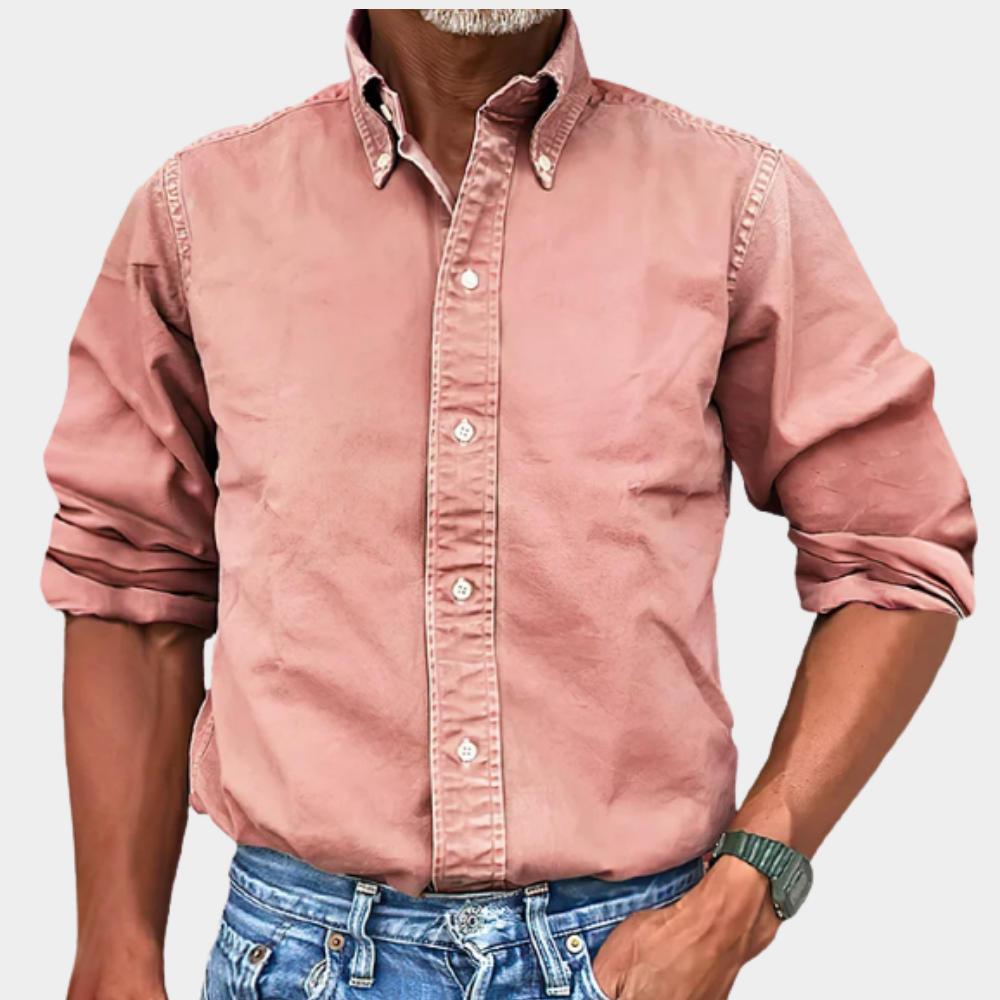 Men's Shirt – Classic Fit with Button-Down Collar | L&S - 5 - London-stylehouse.com