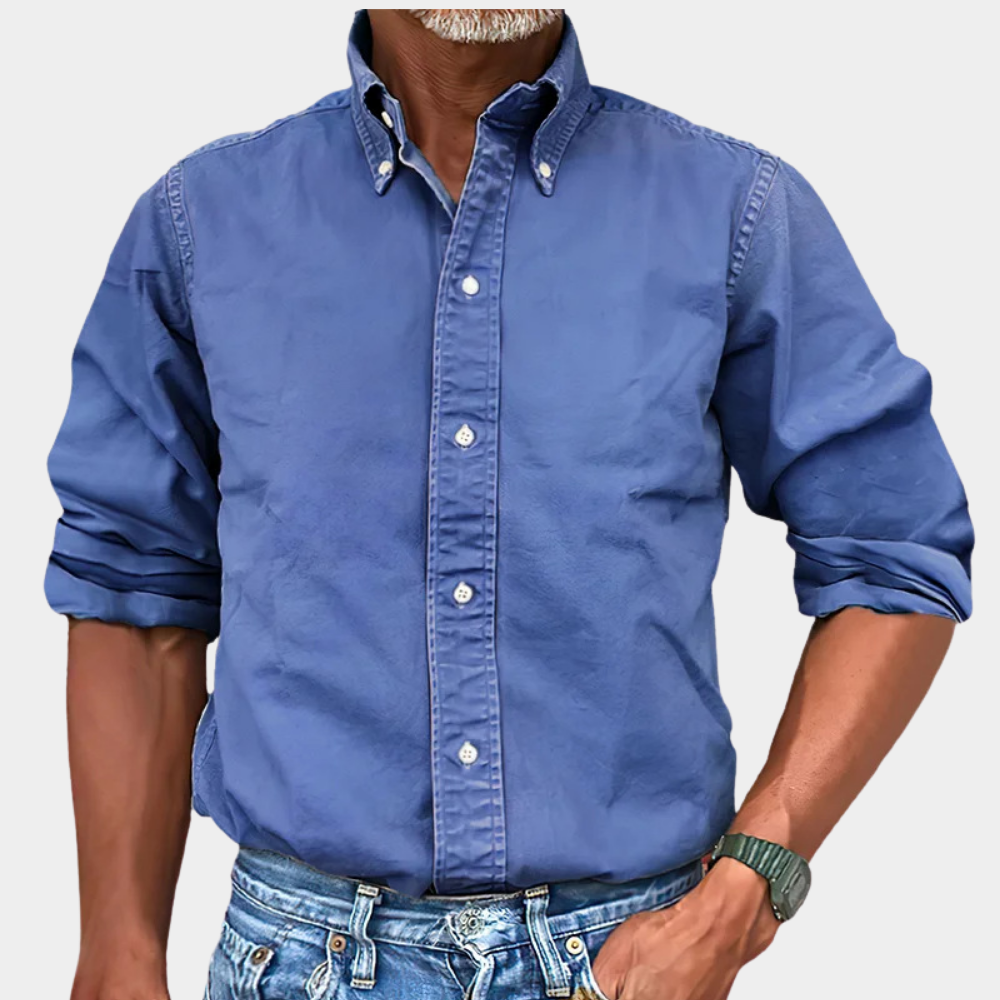 Men's Shirt – Classic Fit with Button-Down Collar | L&S - 6 - London-stylehouse.com