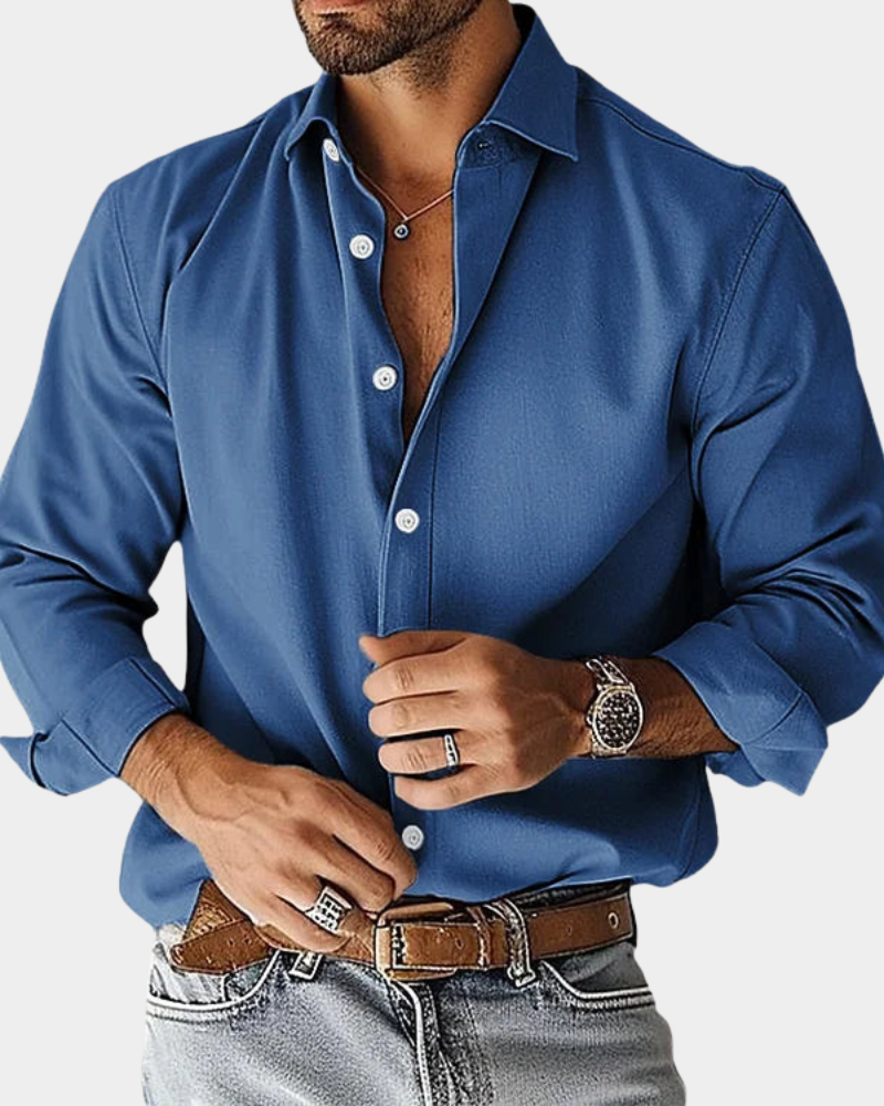 Men's Shirt with Fitted Cut and Elegant Collar | L&S - 4 - London-stylehouse.com