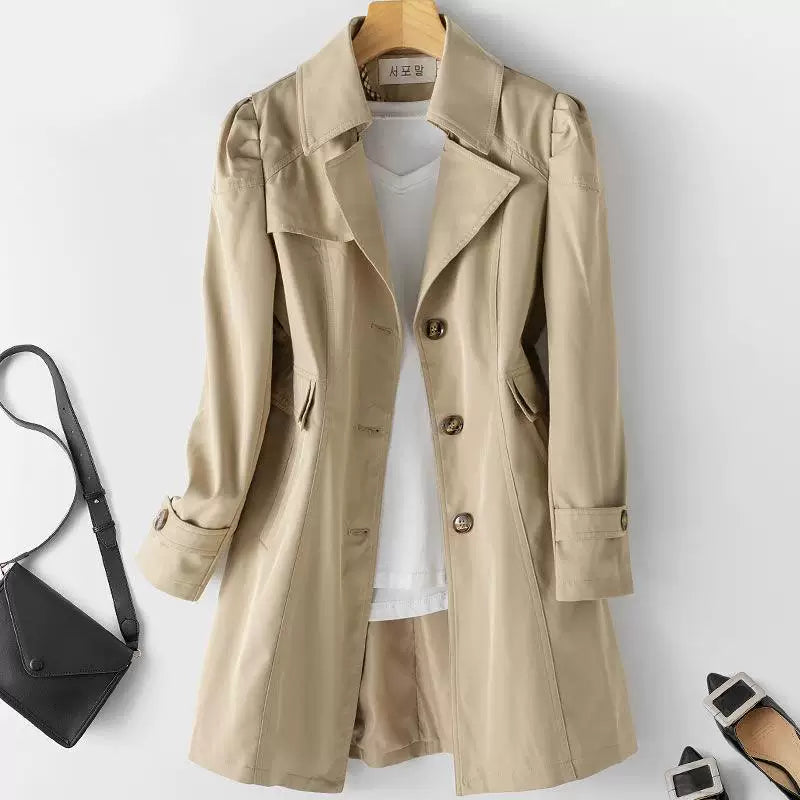 Trenchcoat Damen mit taillierter Silhouette und eleganten Knöpfen | A&B - 3 - Annoboutique