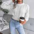Pullover Damen – Kurz geschnittener Strickpullover mit Zopfdesign | A&Z - 3 - Atelier-Zofia