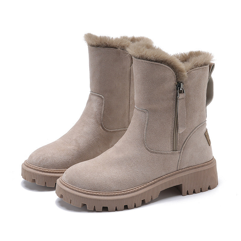 Damen Boots mit weichem Fellbesatz und robustem Profil | A&B - 2 - Annoboutique