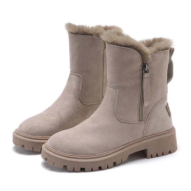 Damen Boots mit weichem Fellbesatz und robustem Profil | A&B - 3 - Annoboutique