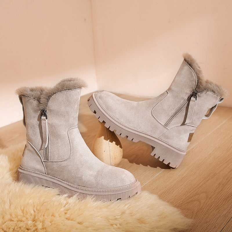 Damen Boots mit weichem Fellbesatz und robustem Profil | A&B - 4 - Annoboutique