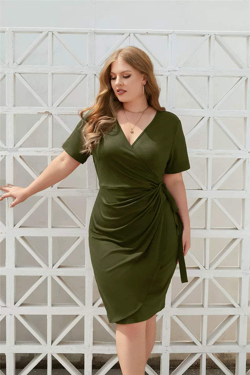 Wrap Dress Women's with Short Sleeves | L&S - 1 - London-stylehouse.com