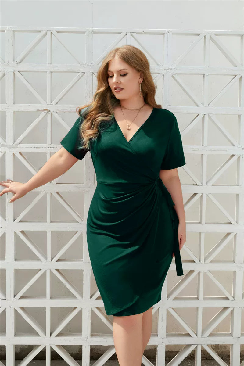 Wrap Dress Women's with Short Sleeves | L&S - 3 - London-stylehouse.com