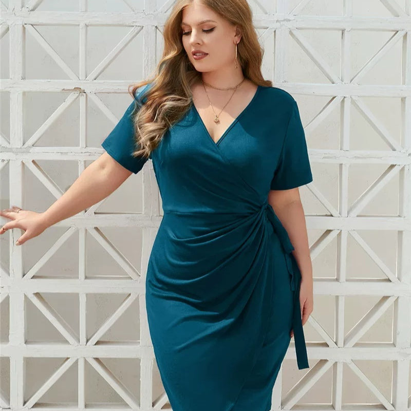 Wrap Dress Women's with Short Sleeves | L&S - 4 - London-stylehouse.com