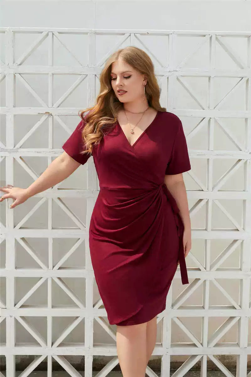 Wrap Dress Women's with Short Sleeves | L&S - 6 - London-stylehouse.com