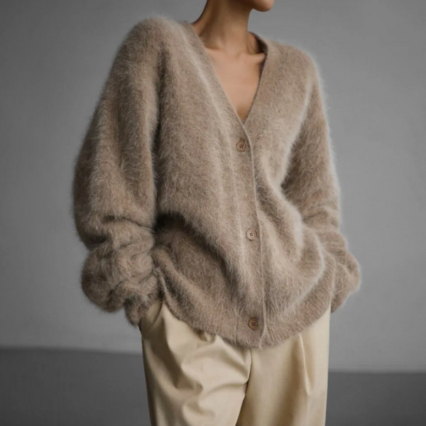 J&B Women’s V-neck Oversized Cardigan with Button Closure | L&S - 1 - London-stylehouse.com