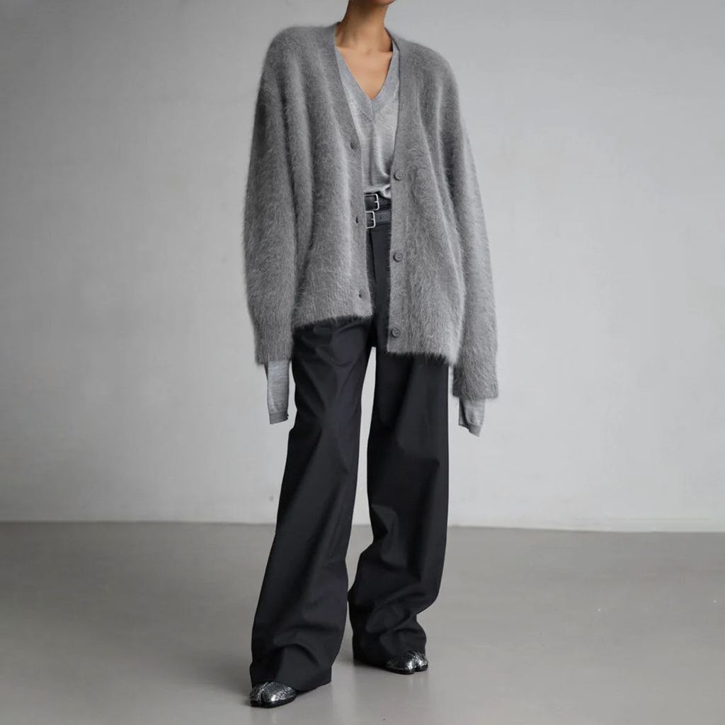 J&B Women’s V-neck Oversized Cardigan with Button Closure | L&S - 4 - London-stylehouse.com