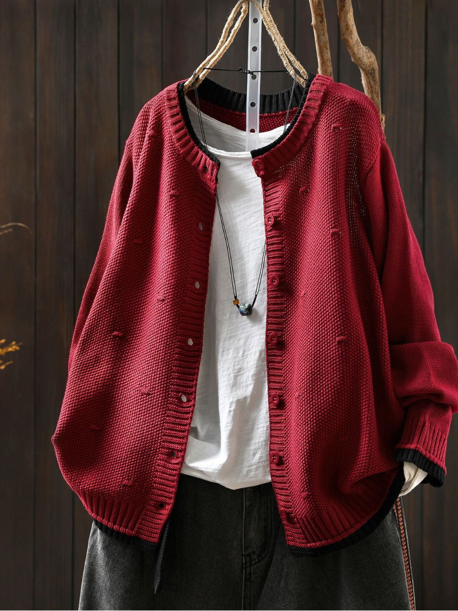 Textured Button-Up Oversized Cardigan for Women - J&B | L&S - 3 - London-stylehouse.com