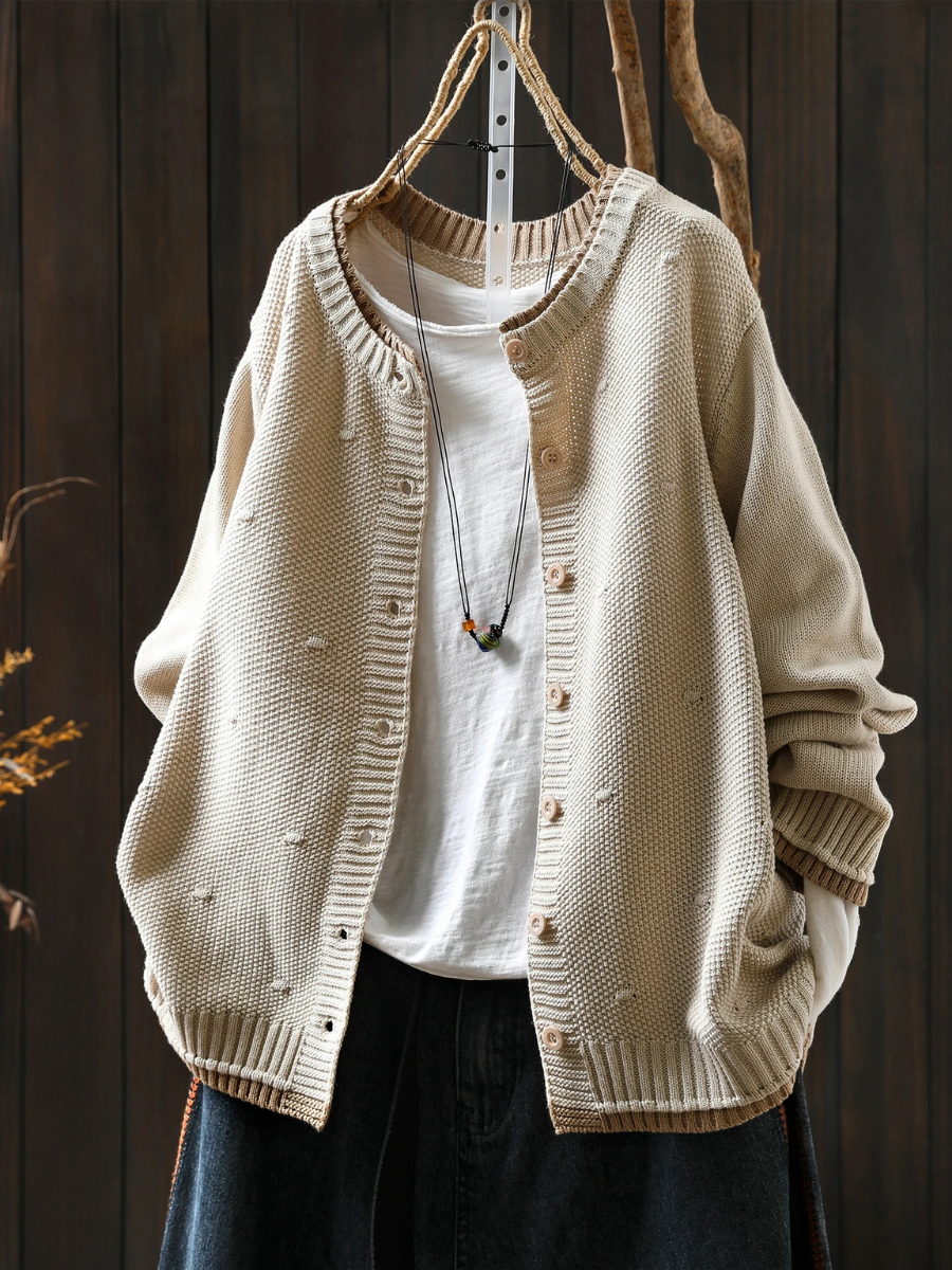 Textured Button-Up Oversized Cardigan for Women - J&B | L&S - 4 - London-stylehouse.com