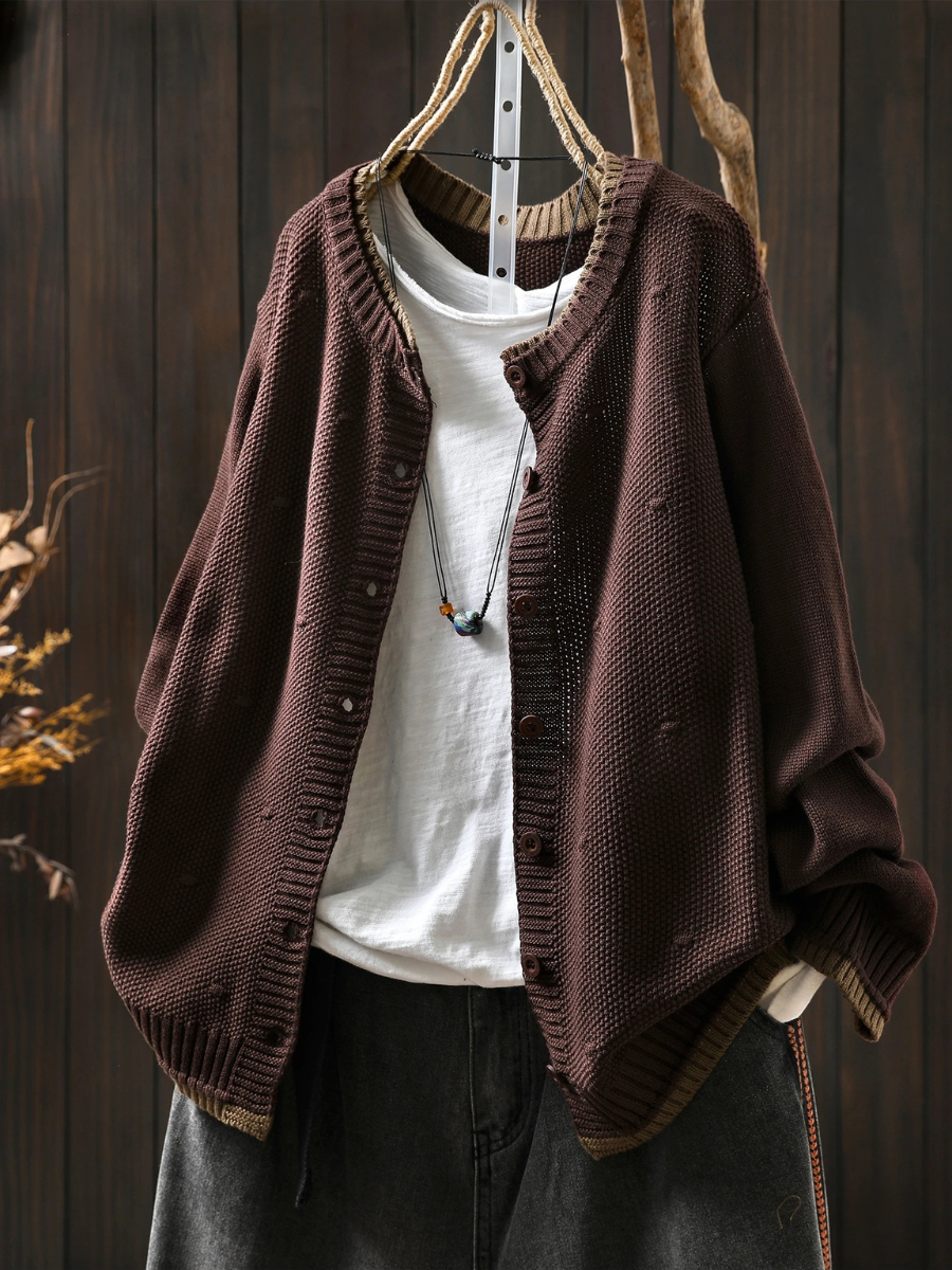 Textured Button-Up Oversized Cardigan for Women - J&B | L&S - 5 - London-stylehouse.com