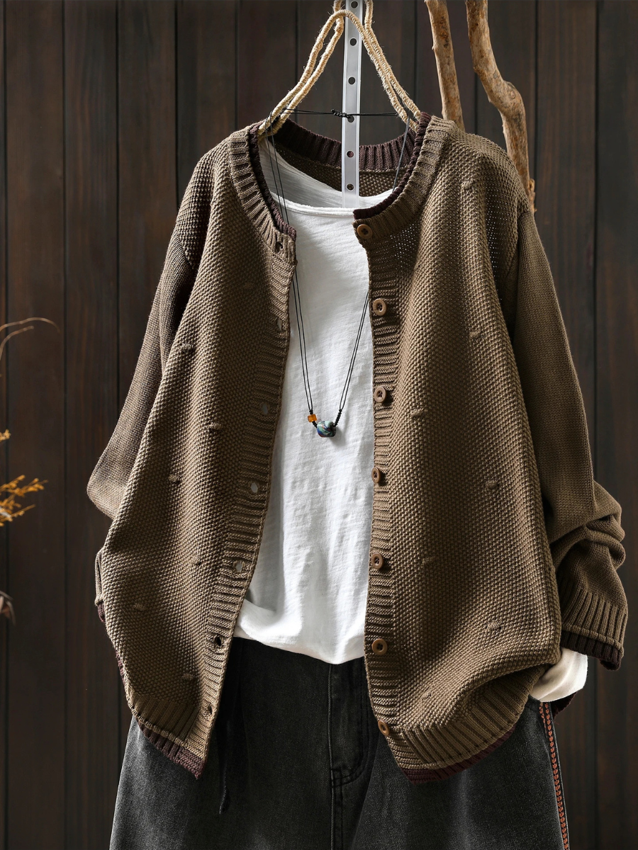 Textured Button-Up Oversized Cardigan for Women - J&B | L&S - 7 - London-stylehouse.com