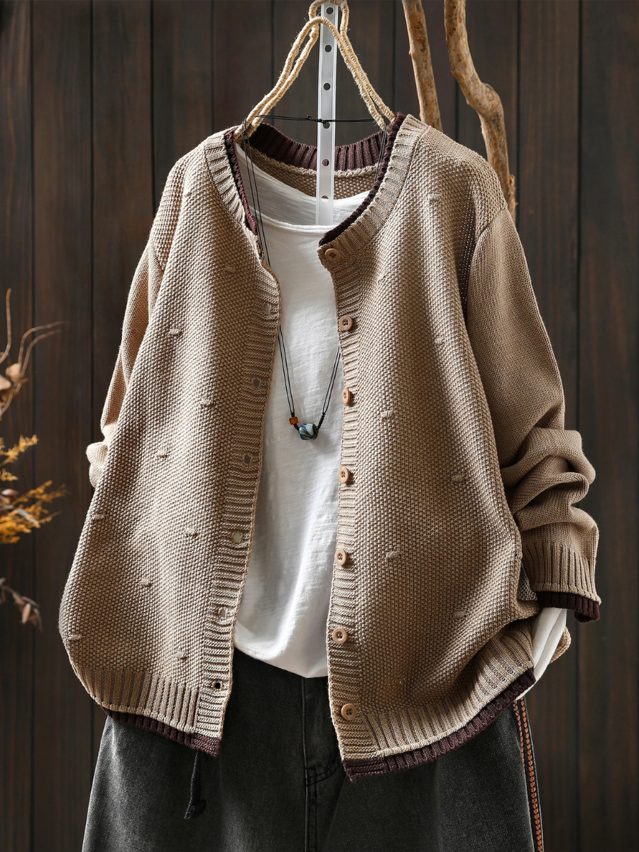 Textured Button-Up Oversized Cardigan for Women - J&B | L&S - 8 - London-stylehouse.com