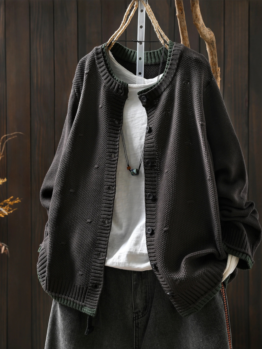 Textured Button-Up Oversized Cardigan for Women - J&B | L&S - 9 - London-stylehouse.com