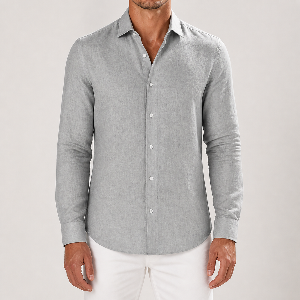 J&B Men's Textured Long Sleeve Shirt - Classic Style | L&S - 1 - London-stylehouse.com