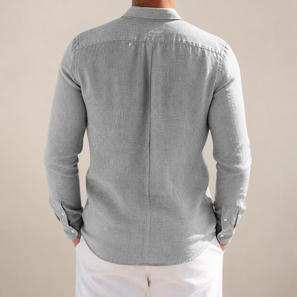 J&B Men's Textured Long Sleeve Shirt - Classic Style | L&S - 2 - London-stylehouse.com