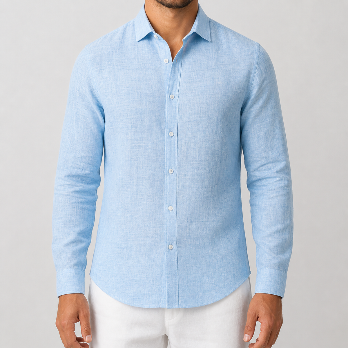 J&B Men's Textured Long Sleeve Shirt - Classic Style | L&S - 7 - London-stylehouse.com